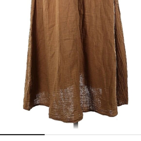 Xirena Cotton Gauze Brown Trapeze Tie Strap maxi Dress with Pockets M - Picture 6 of 11